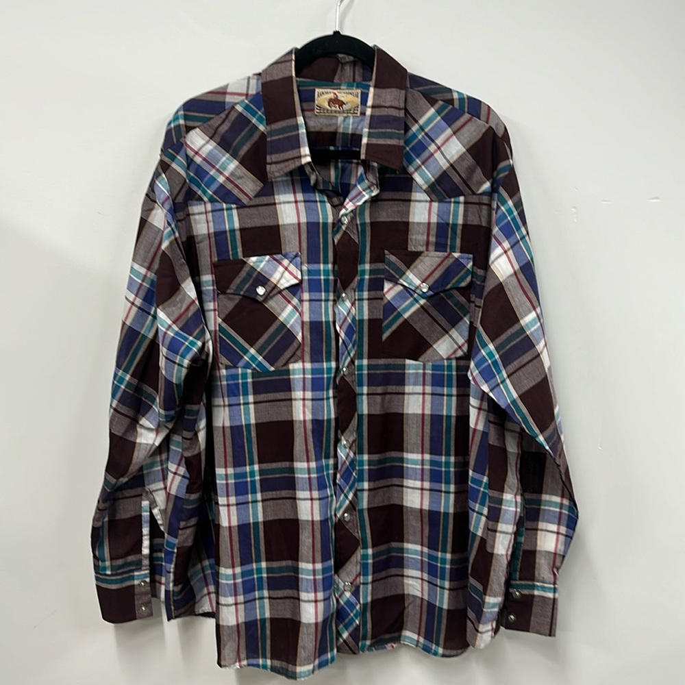 Ranchers western west plaid pearl snap shirt XXL - Picture 1 of 6